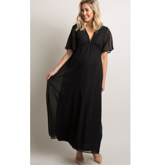 𝅺PinkBlush chiffon flutter bell sleeve dress nwot - Picture 2 of 3